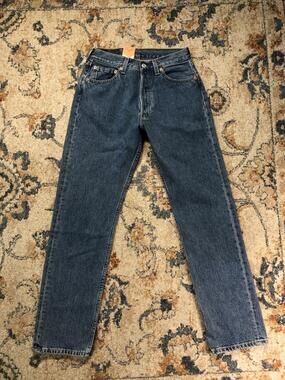 Vintage Levis 501 Jeans Womens 28x30 Blue High Rise Button Fly Straight 90s